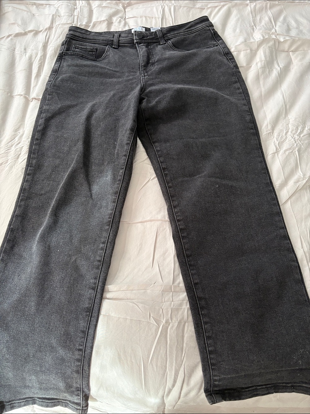 Time and Tru Washed Black Wide-Leg Jeans